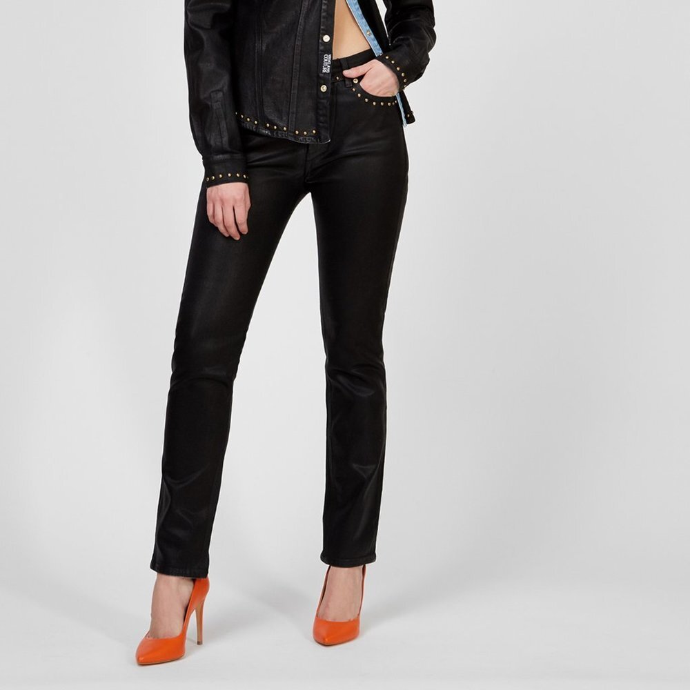 Versace Jeans Couture Slim Coated Jeans with Studs
